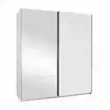 White Gloss & Mirrored 2 Door Sliding Wardrobe